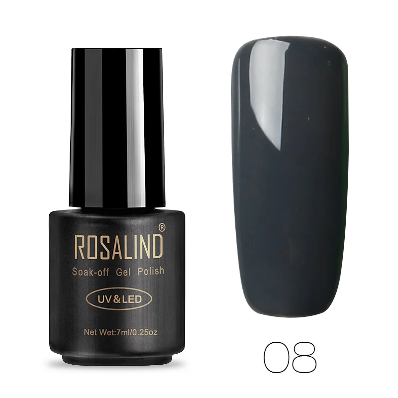 08 ROSALIND 7 мл 01-30 полуперманентный замачивающийся салонный УФ-гель для ногтей праймер лак для ногтей верхнее Базовое покрытие необходимые гель-лаки - Цвет: 08