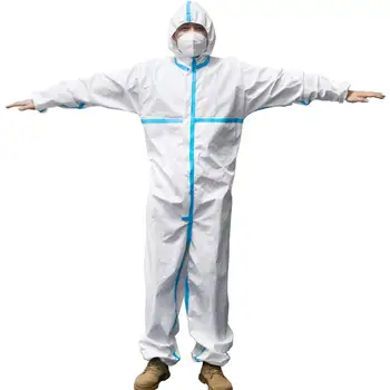 

Disposable Protective Coverall Suit Long Front Zipper Elastic Waistband & Cuffs Isolation Suit Fast Shipping By FedEx
