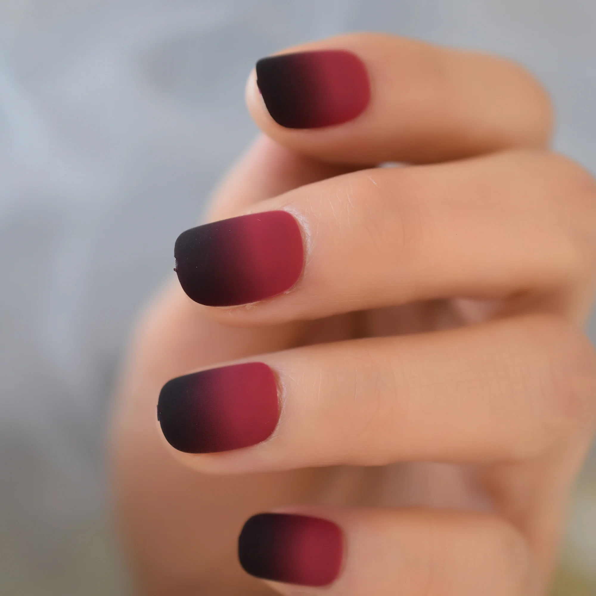 Matte Dark Red Fake Nails Press On Reusable French Nail At Tips Short Square Artificial Daily Manicure Accessories Aliexpress Beauty Health