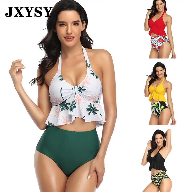 

JXYSY Sexy Swimwear Women Bikini 2020 Mujer High Waist Ruffles Swimsuits Vintage Bikini Set Plus Size Bathing Suits Beachwear