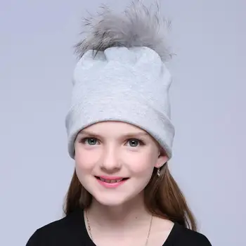 

Autumn and Winter Newborn Baby Brand Autumn Beanies Hat for Girls Casual Cotton Warm Kintted Beanie Kids Raccoon Fur Pompom Hats