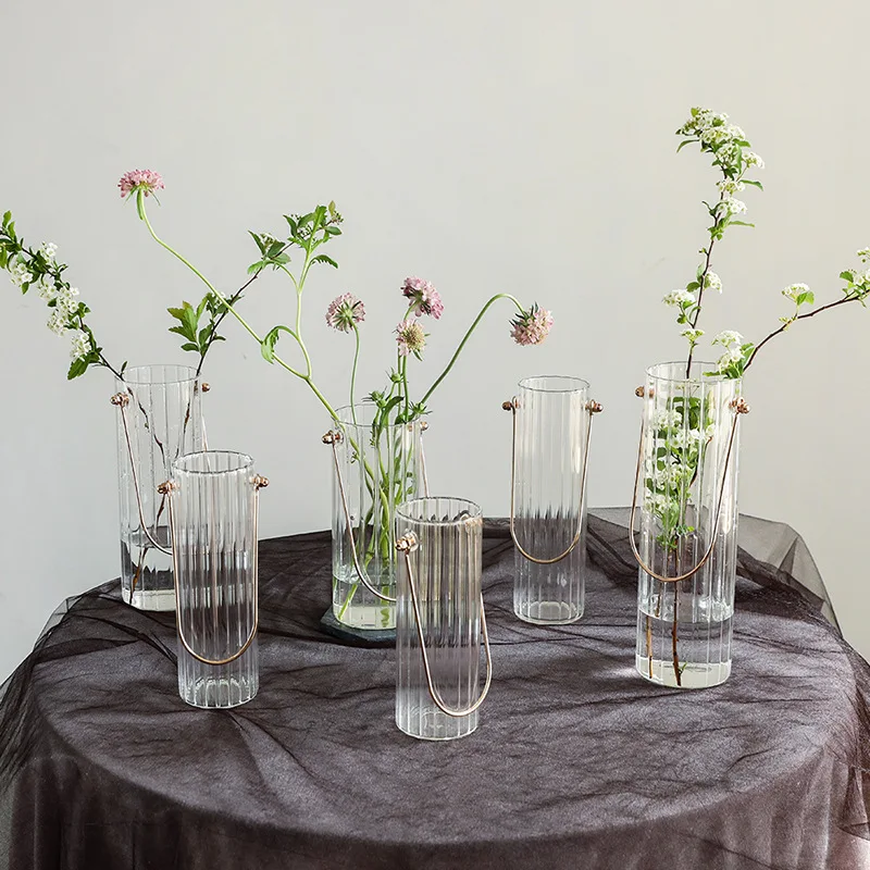 Large Glass Vases Plant Bottle Tabletop Chinese Vase Flower Crystal Nordic Decoration Living Room Flower Modern Home Decorative