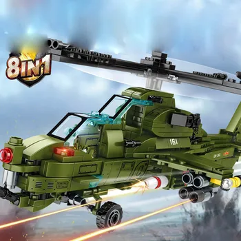 

496pcs New Sale Military Iron And Blood Reloading Armed Vehicle Air Assault Craft Building Blocks Bricks Bricks Toys Boys Gifts