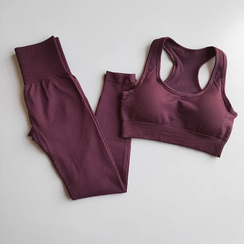 Workout-Clothes Outfit Yoga-Set Sports-Bra Seamless Energy High-Fitness Women 2pcs Gym