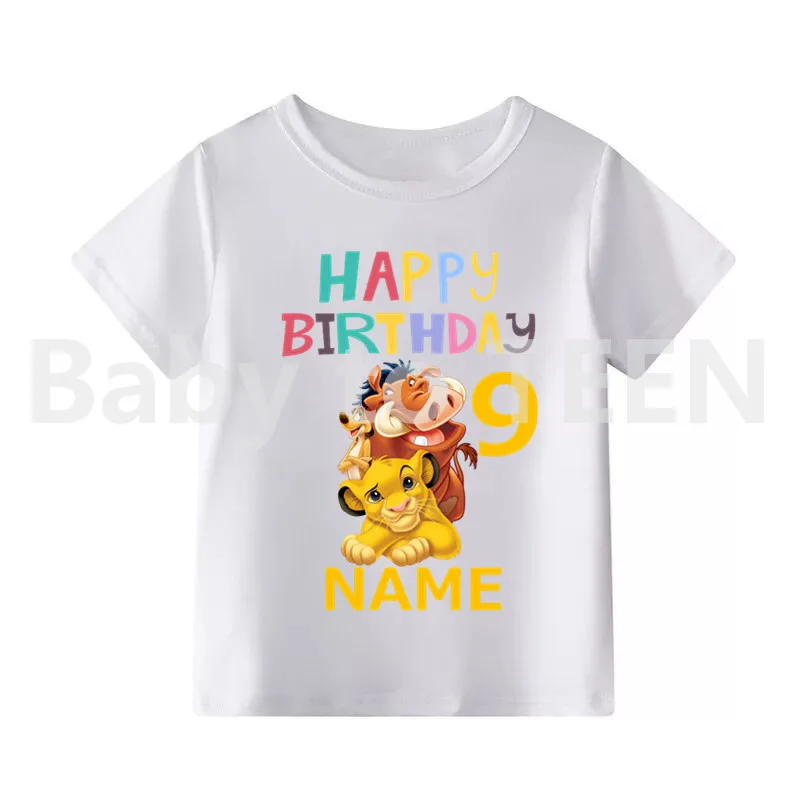 Children Lion King Birthday Number 1-10 Cartoon Print T-shirt Boys Girls Cute Simba Funny T Shirt Kids Clothes - Цвет: T