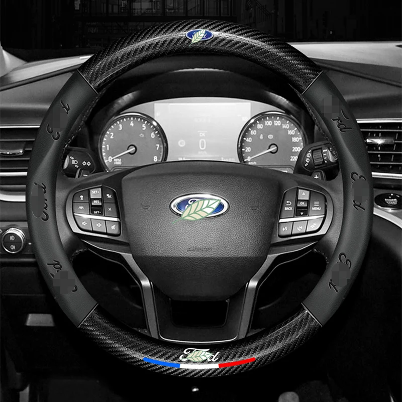 Кожаный рельефный 3D чехол из углеродного волокна диаметром 38 см для Ford Ranger Fiesta Focus