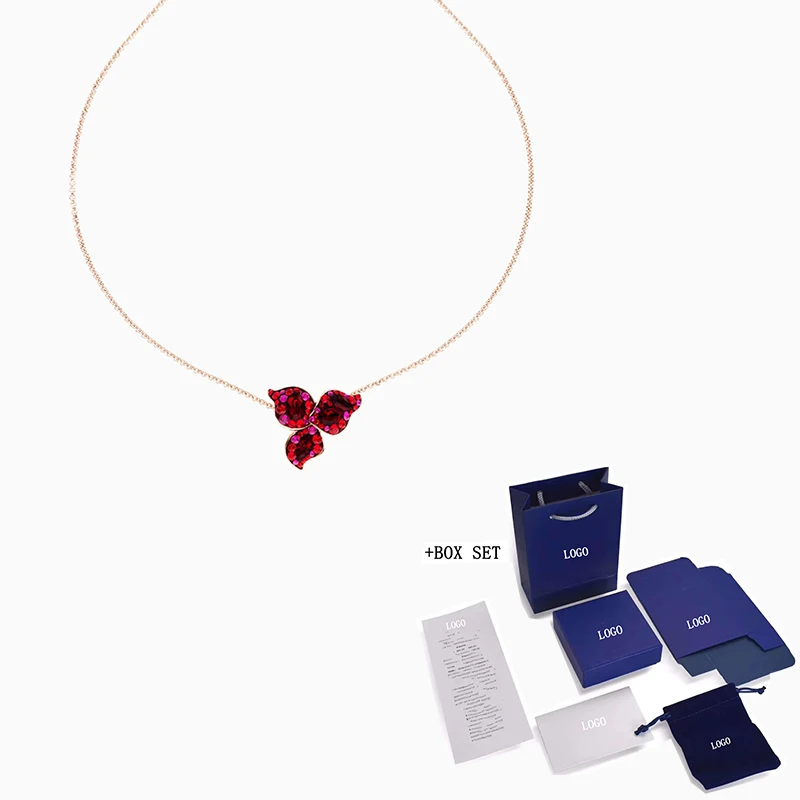 

2020 Fashion Trend SWA New GRACEFUL BLOOM Pendant Necklace Elegant Red Camellia Petal Pattern Crystal Ladies Luxury Jewelry Gift