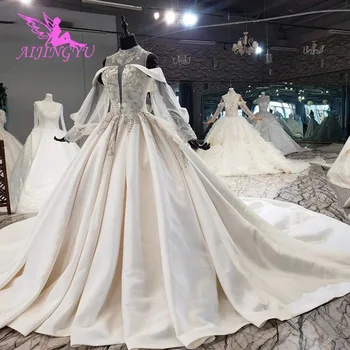 شراءAIJINGYU فستان الملاك تول للعروس الصين قوانغتشو ريترو فستان زفاف متواضع 2021 حجم كبير