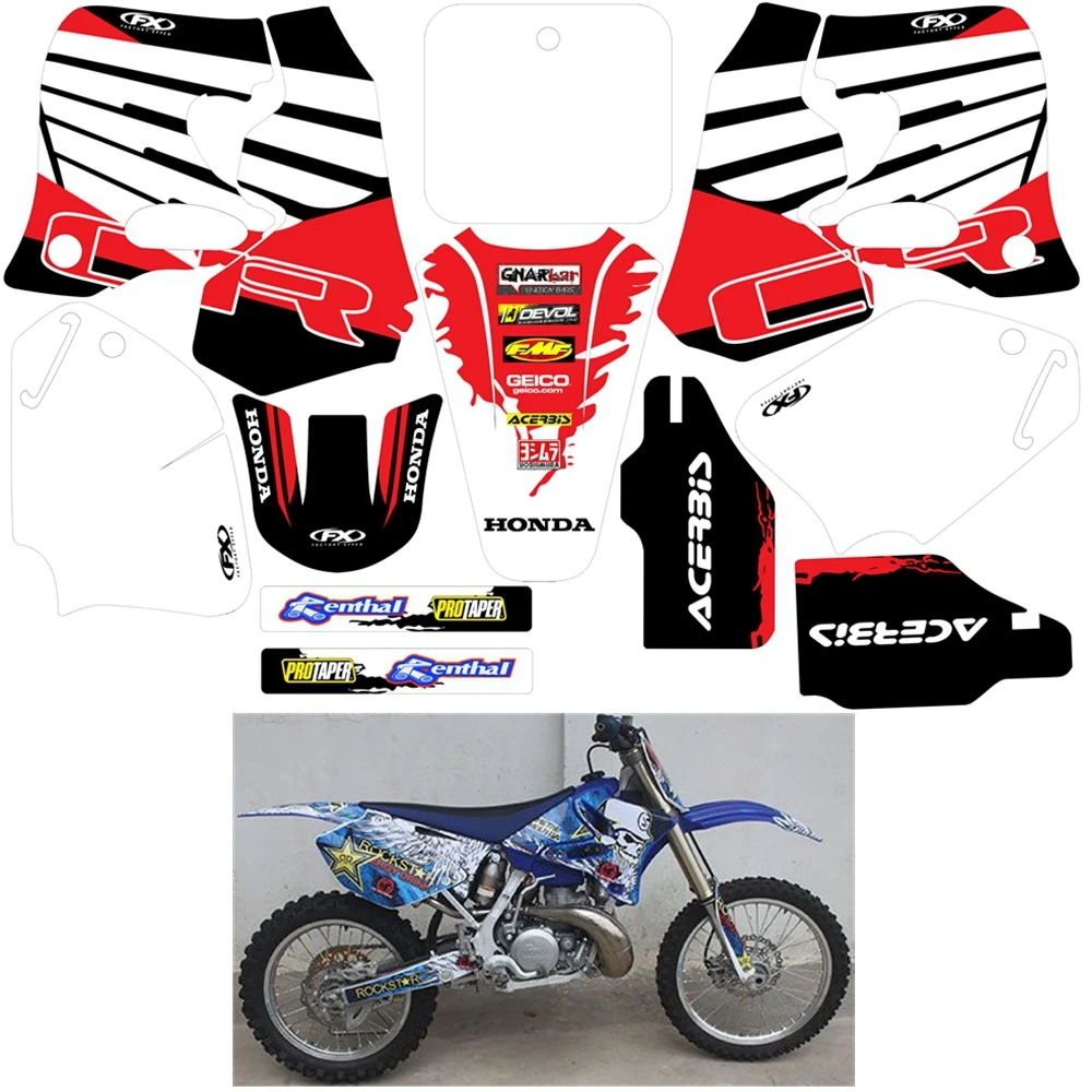 

For HONDA CR125 CR250 CR 125 250 1993 1994 Graphics Decals Stickers Custom Number Name 3M Motorcycle Backgrounds Accessories