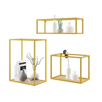 

Nordic decorative frame wall shelf living room wall creative lattice wall mount bedroom loft wrought iron bookshelf