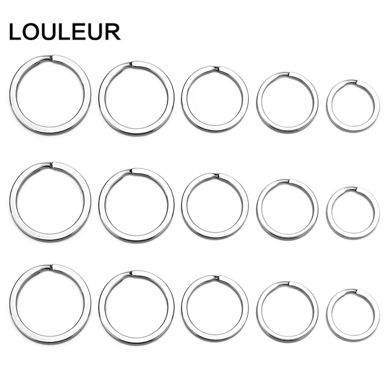 Белый Louleur, 20 шт./партия, нержавеющая сталь, брелок для ключей, плоская линия, брелок для ключей, брелок для ключей, для изготовления ювелирных изделий - Цвет: Белый