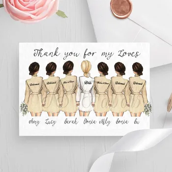

Personalized Maid Of Honor Flower Girl Bridesmaid Invitation Wedding Party Invite Card For Bride To Be Bachelorette Party 4pcs
