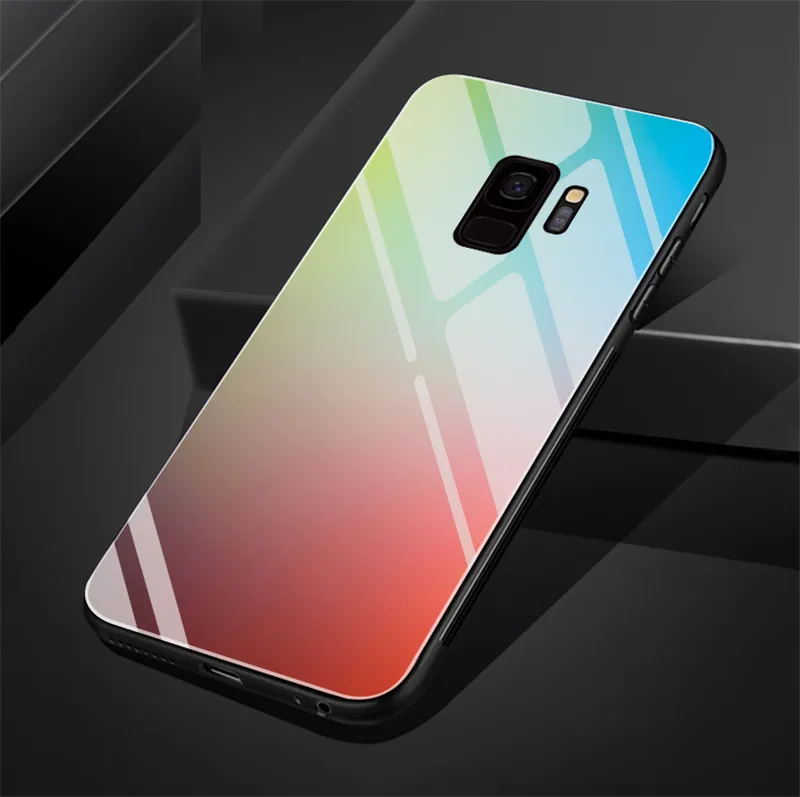 Новейший цветной чехол для телефона из закаленного стекла для Samsung Galaxy S8 S9 S10 Plus Note8 Note9, роскошное закаленное стекло