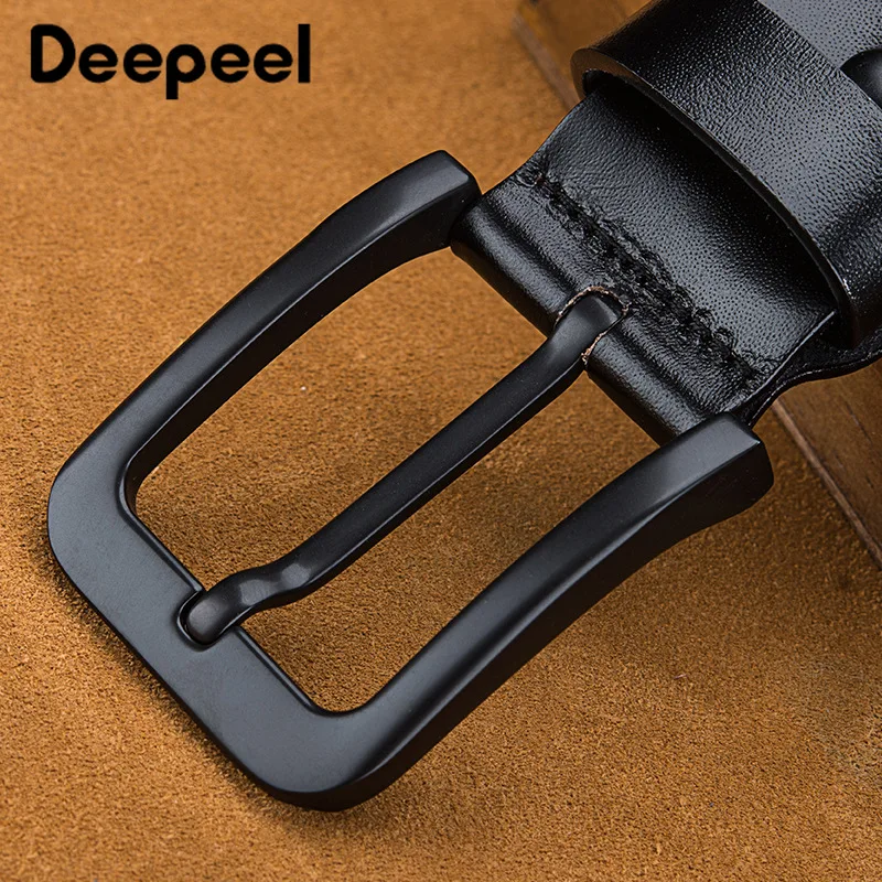 Deepeel 3.8X105-160 см роскошный качественный дизайнерский мужской ремень, формальный черный ремень с пряжкой, первый слой из воловьей кожи, аксессуар для костюма, подарок