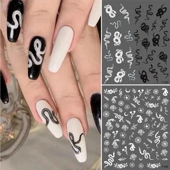 

1pcs Colorful Snake Pattern Nail Art Stickers Flower Self Adhesive Decals Back Glue Nail Art Decoration Tip