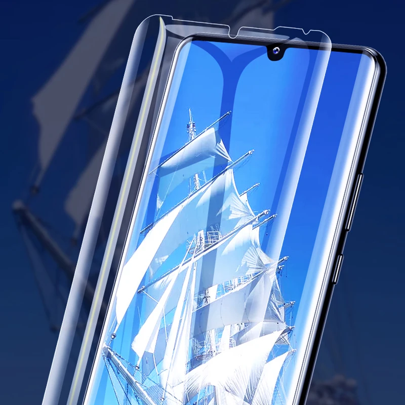 Закаленное стекло с жидким клеем для Huawei P30 P20 Pro защитная пленка экрана Lite