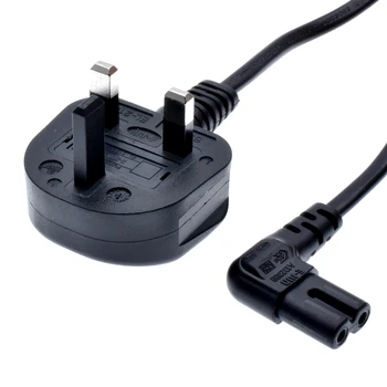 

UK Standard Plug To C7 Angled Left Socket AC Power Cord, VOLEX Detachable UK 3 Pin With Dummy Earth Extension Cable for LCD TV