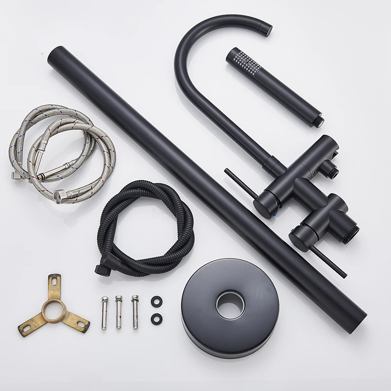 Floor Mounted Chrome Bath Tub Faucet Clawfoot Free Standing Bath Mixer Tap with Handshower Single Lever Bathtub Faucet bathroom faucet bathroom shower faucet set