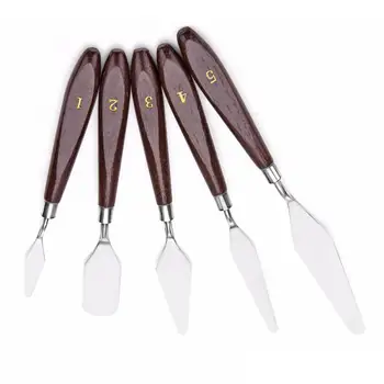 

2020 Hot 5Pcs/Set Oil Knives Artist Crafts Stainless Steel Spatula Palette Knife Set For Artist Oil Painting Mixed Scraper Art