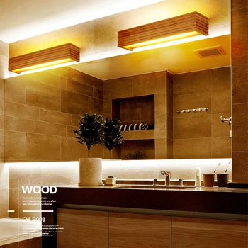 Banheiro-Espejo largo de madera para pared decoración de habitación, dormitorio, estilo japonés