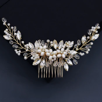 Efily Bridal Wedding Hair Accessories Crystal Flower Pearl Hair Combs for Women Bride Headpiece Party Jewelry Bridesmaid Gift 4