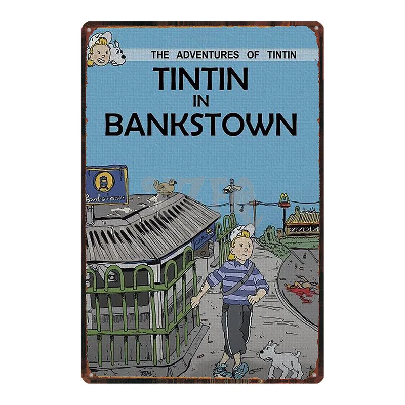 DU2919 Tintin мультфильм металлическая жестяная вывеска потертый шик Винтаж таблички стена для детской комнаты бар кофе домашнего искусства ремесло кино декор 30X20 см DU-2922 - Цвет: DU2919