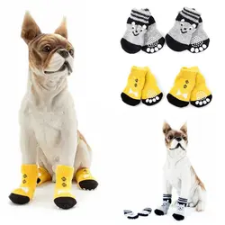 4 шт. носки для собак для домашних животных носки нескользящие хлопковые носки собачьи ноги плюшевый собака Пудель Товары Носки для собак