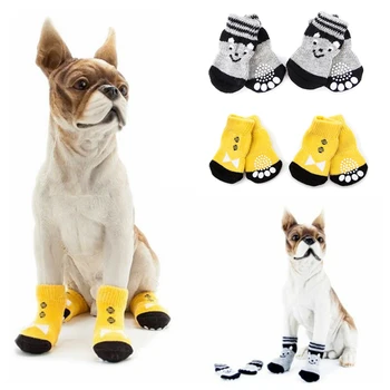 

4Pcs dog socks pet socks non-slip cotton socks dog feet Teddy dog poodle supplies dog shoes socks