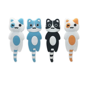 

Lovely Cartoon Cat Fridge Magnet Hook Refrigerator Sticker Creative Hooks Silica Gel and Iron