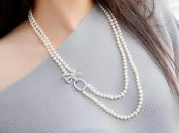 

two strands 9-10mmm south sea round white pearl necklace 18inch 19inch