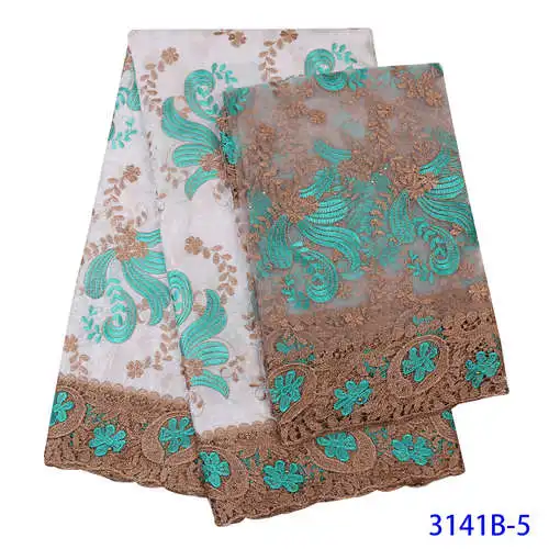 Африканская ткань Tissu Bazin Riche Getzner с камнями парча жаккардовое кружево с 2 ярдами Сетчатое кружево для свадьбы KS3141B - Цвет: Picture 5