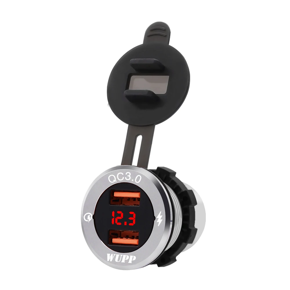 USB Quick Charge Dual QC3.0 USB зарядное устройство для мотоцикла водонепроницаемый адаптер питания Серебристая раковина для автомобиля лодки мотоцикла Зарядное устройство для телефона