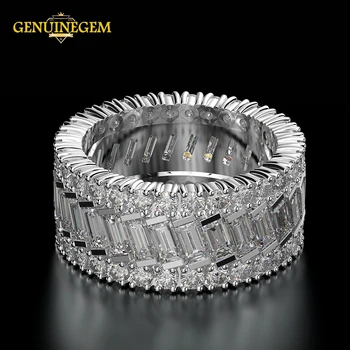 

Jewepisode 100% Pure 925 Sterling Silver Created Moissanite Circle Finger Rings for Women Engagement Jewelry Christmas Gifts