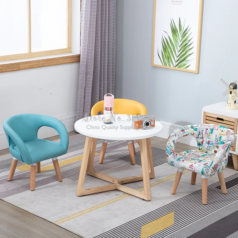 Children Table and Chair Kindergarten Wooden Stool Cartoon Sofa Lovely Baby Dining Table Stool Kids Furniture Toddler Chairs