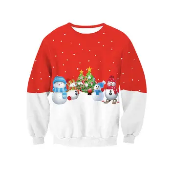 

LEH Ugly Christmas Sweater Santa Claus Printed Loose Sweater Men Women Pullover Christmas Novelty Autumn Winter Tops Clothing