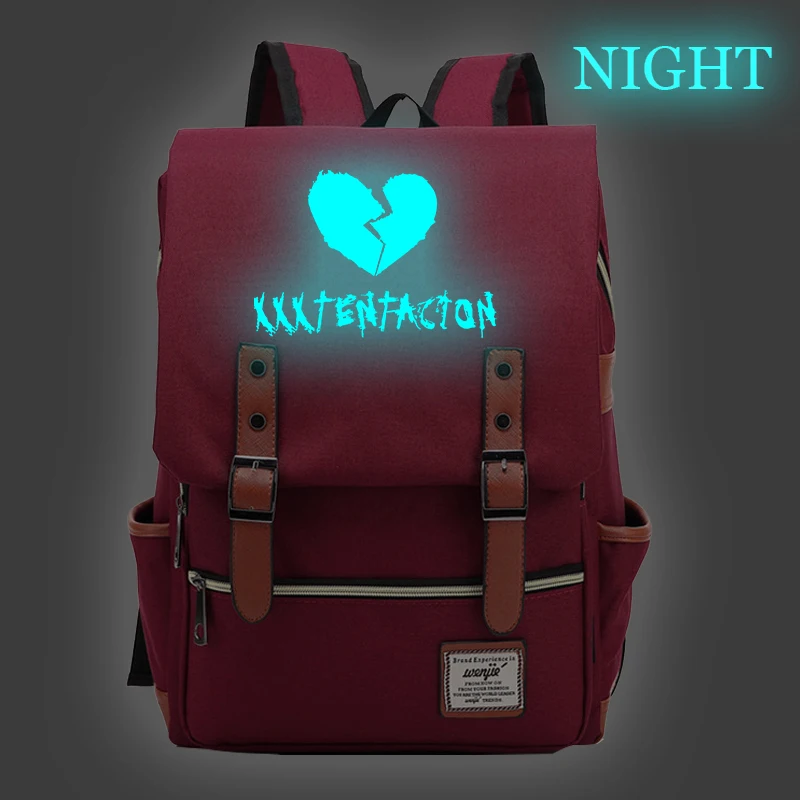 Светящийся Mochila женский холщовый рюкзак для сумки для подростков XXXTentacion Bookbag мужские рюкзаки женский/Мужской Рюкзак Школьная Сумка