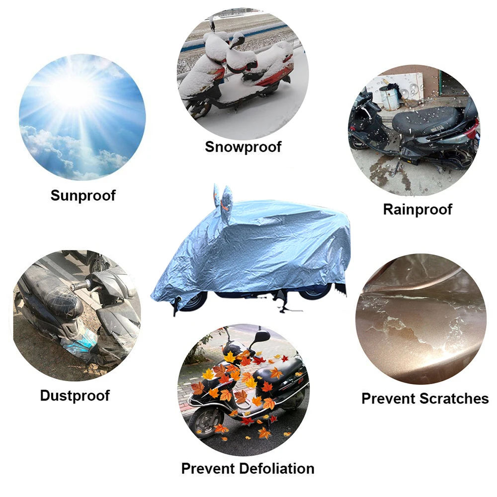 L/XL Size Motorcycle Protective Sleeve Universal Silver Thickened Aluminum Film Sun-proof Snow-proof Outdoor Protection Cover