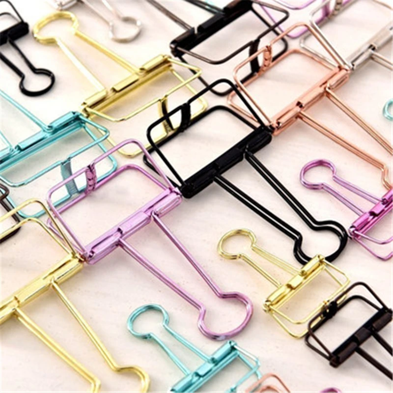 Colorful Metal Binder Clips Paper Clip 4*3.5cm 10pcs Book Stationery School Office Learning Supplies