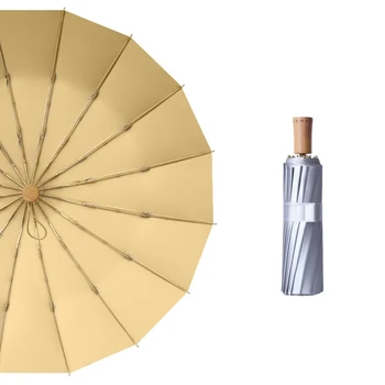 

16 Rib Pocket Mini Umbrella Titanium Silver Anti UV Sun Rain 3 Folding for Women