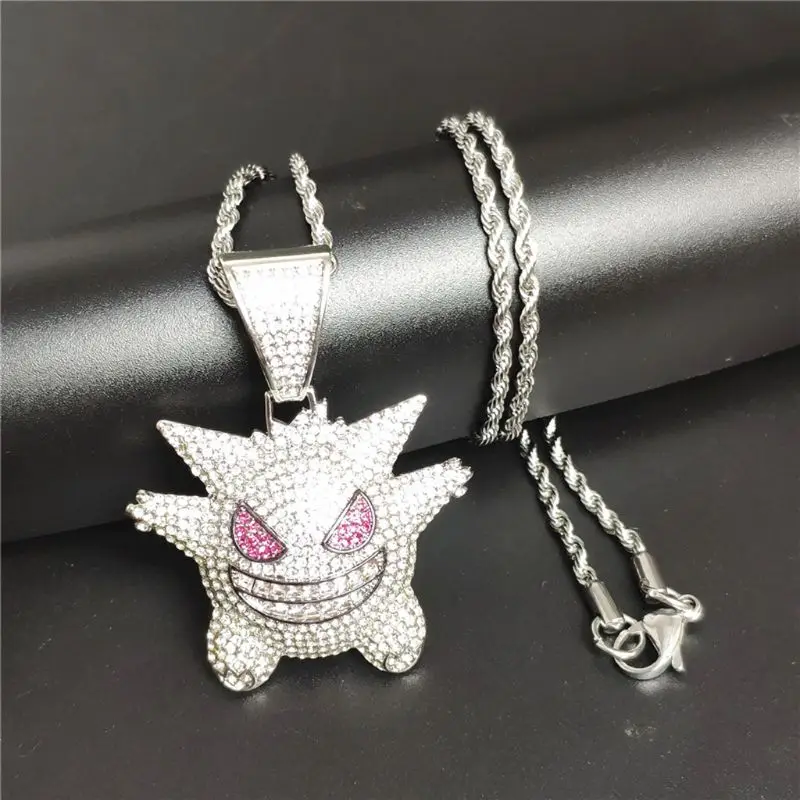 Ювелирные изделия в стиле панк Рок со льдом из блестящего CZ Gengar Vampire Bull кулон ожерелье