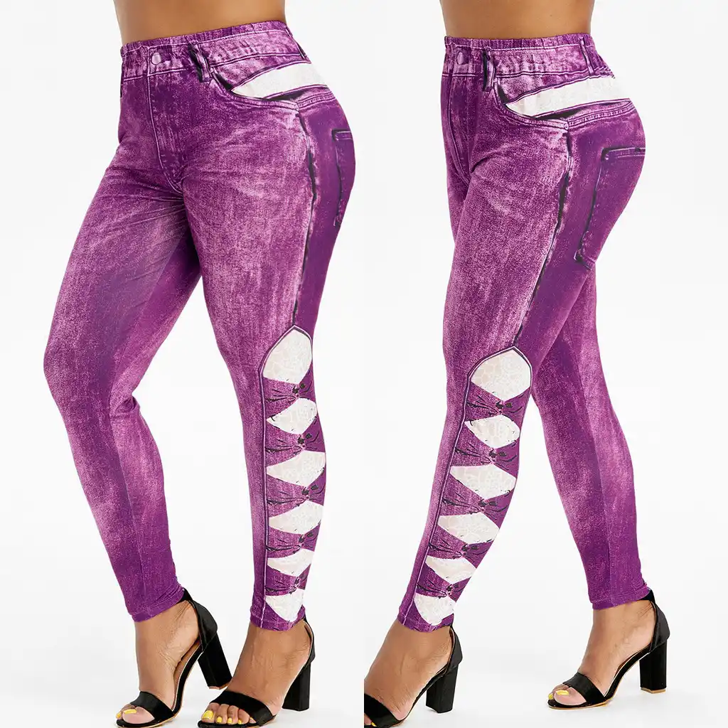 plus size purple jeggings