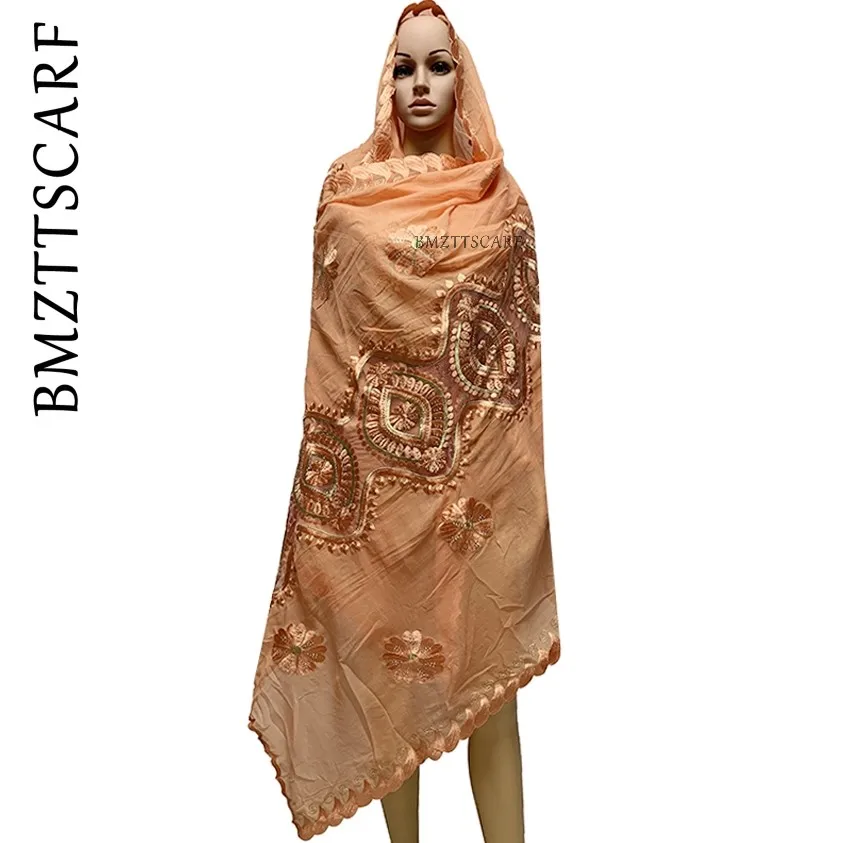 Африканский летний шарф Мусульманский вышитый платок хлопок сплайсинга шарф из тюли для шали BM586 - Цвет: BM586 14
