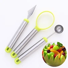 Нержавеющая сталь резьба по фруктам Совок Кухонные фрукты нож арбуз, киви дракон фруктовые шары набор инструментов для резьбы