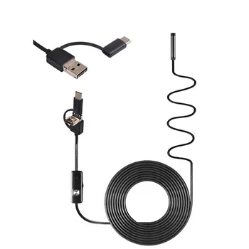 

3 in 1Endoscope Camera 7MM hard/soft 1/2/5M Cable IP67 Waterproof Snake Camera With 6 Led for Windows PC Android IOS Endoscope
