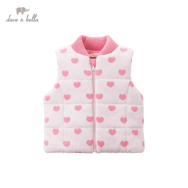 

DB15862 dave bella winter kids girls cute love print padded zipper coat children fashion sleeveless vest