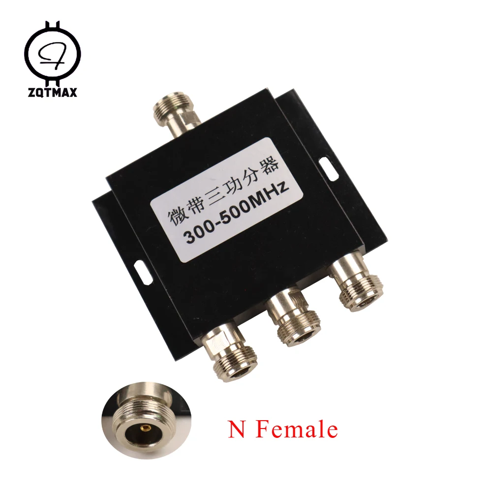 ZQTMAX коаксиальный 1-3 способ разветвитель питания 300-500 МГц Разделитель усилителя сигнала N женский разделитель walkie talkie использование