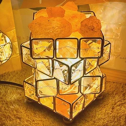Lampe de sel en cristal de l'himalaya, luminaire décoratif d'intérieur, idéal pour une chambre à coucher ou une Table de chevet, ou comme cadeau de nouvel an 