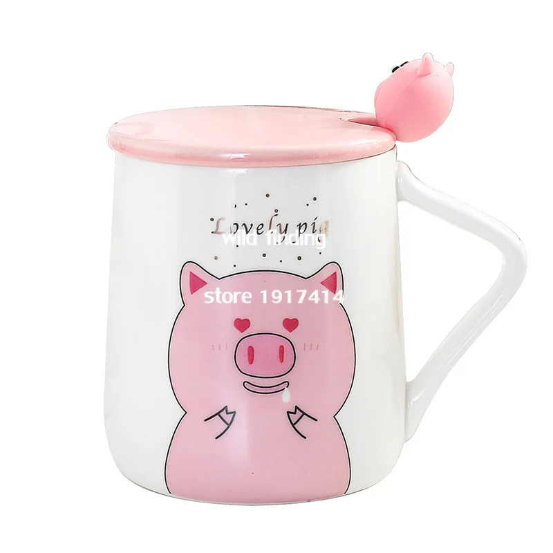 Креативный мультфильм Розовая Милая чашка со Свинкой керамический фарфор для завтрака молоко кофе кружка с ложкой подарок