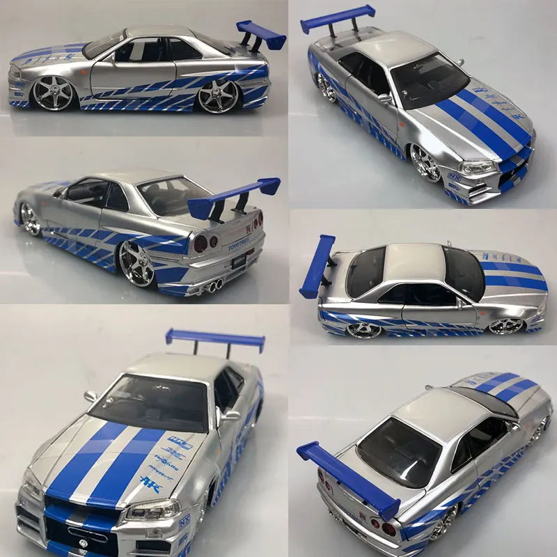 JADA 1/24 масштабная серия фильмов Модель автомобиля игрушки Nissan Skyline GTR R34 литая металлическая модель автомобиля игрушка для коллекции, подарок, для детей