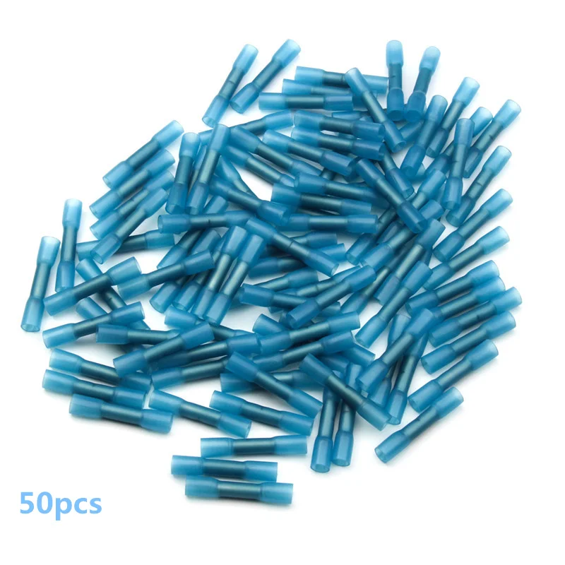 

Bllue 25/20/10/50PCS Insulated Waterproof Heat Shrink Terminals Electrical Wire Crimp Terminals Connector 16-14 AWG 1.5-2.5mm2
